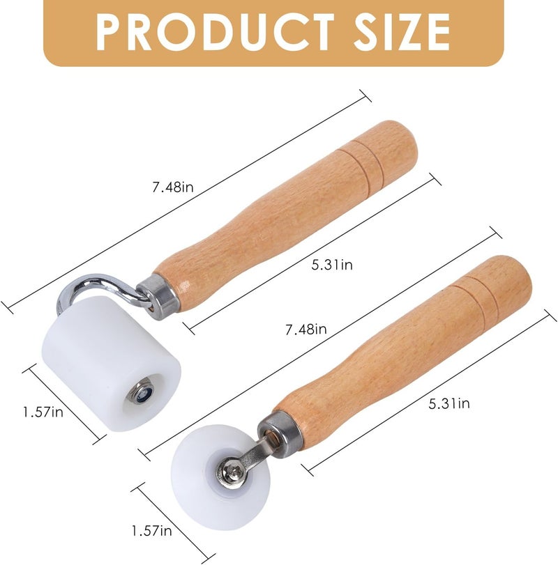 FCHO Wallpaper Smoothing Roller, Rubber seam roller, wheel roller Corner Seam Roller for wallpaper, wood hand wallpaper roller pack of 2 - Image 2